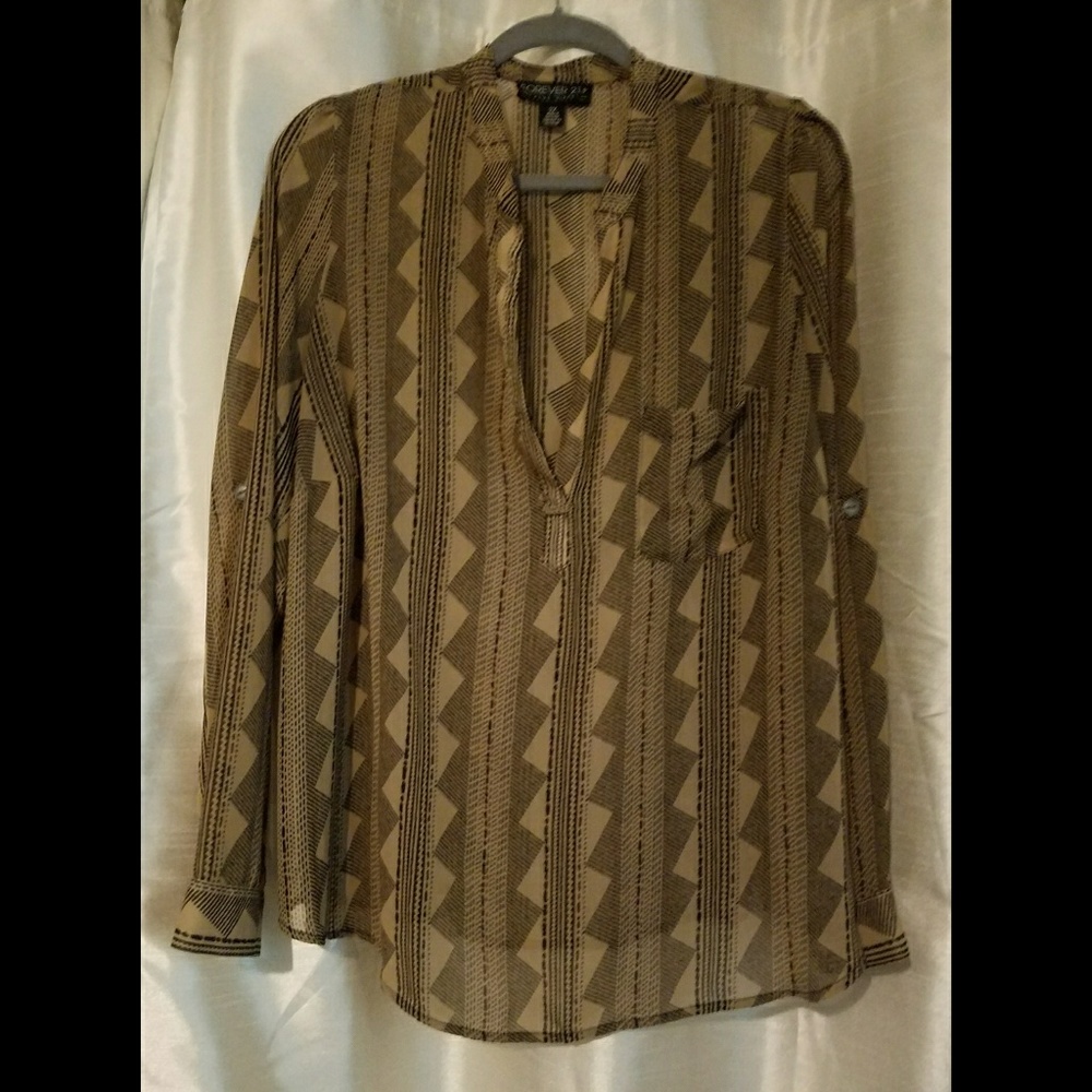 Sheer Geo Print Blouse